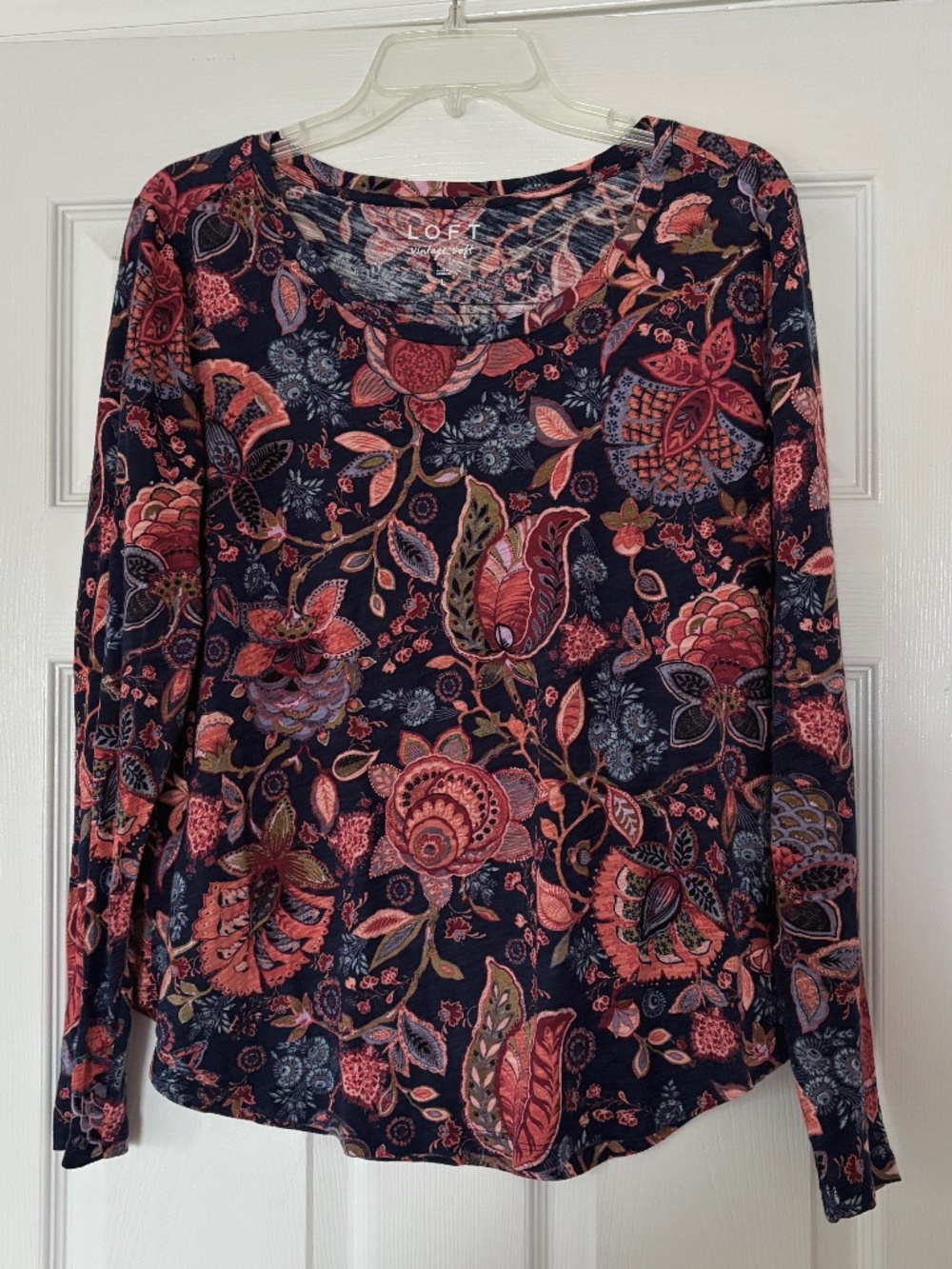 LOFT Vintage Soft Long Sleeve 100% Cotton T-Shirt Size Large